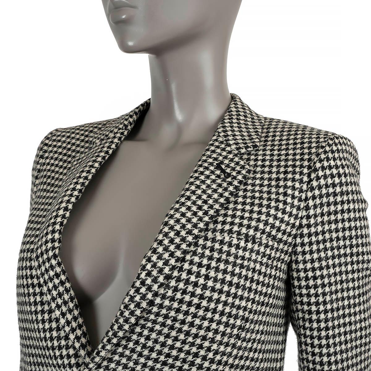 SAINT LAURENT black white wool 2015 HOUNDSTOOTH Blazer Jacket 34 XS For Sale 1