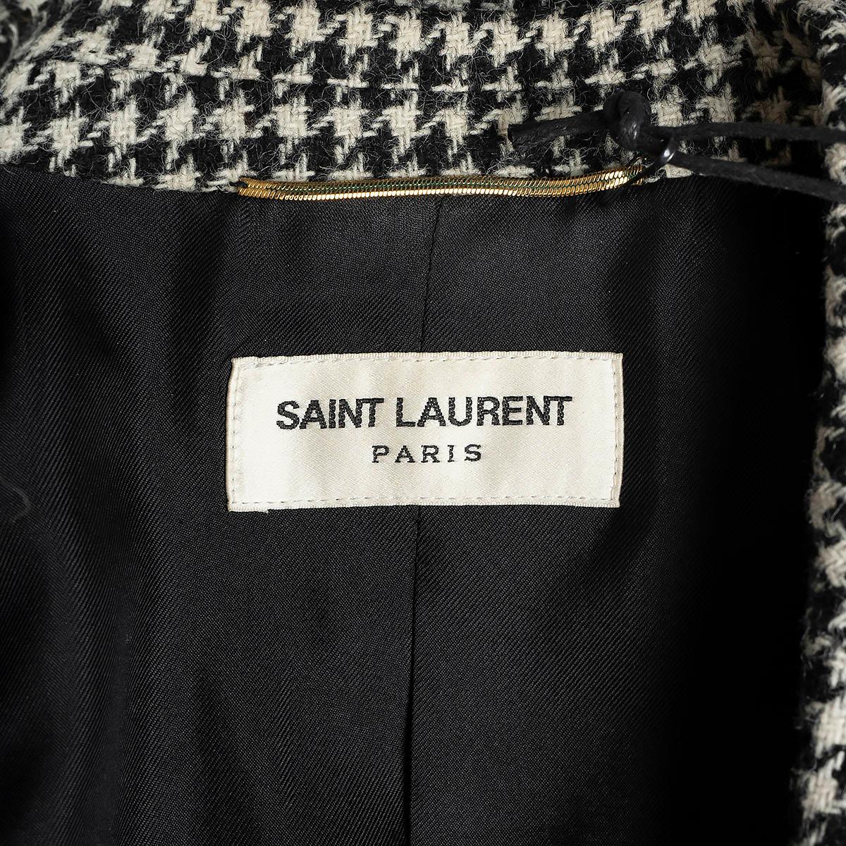 SAINT LAURENT black white wool 2015 HOUNDSTOOTH Blazer Jacket 34 XS For Sale 2
