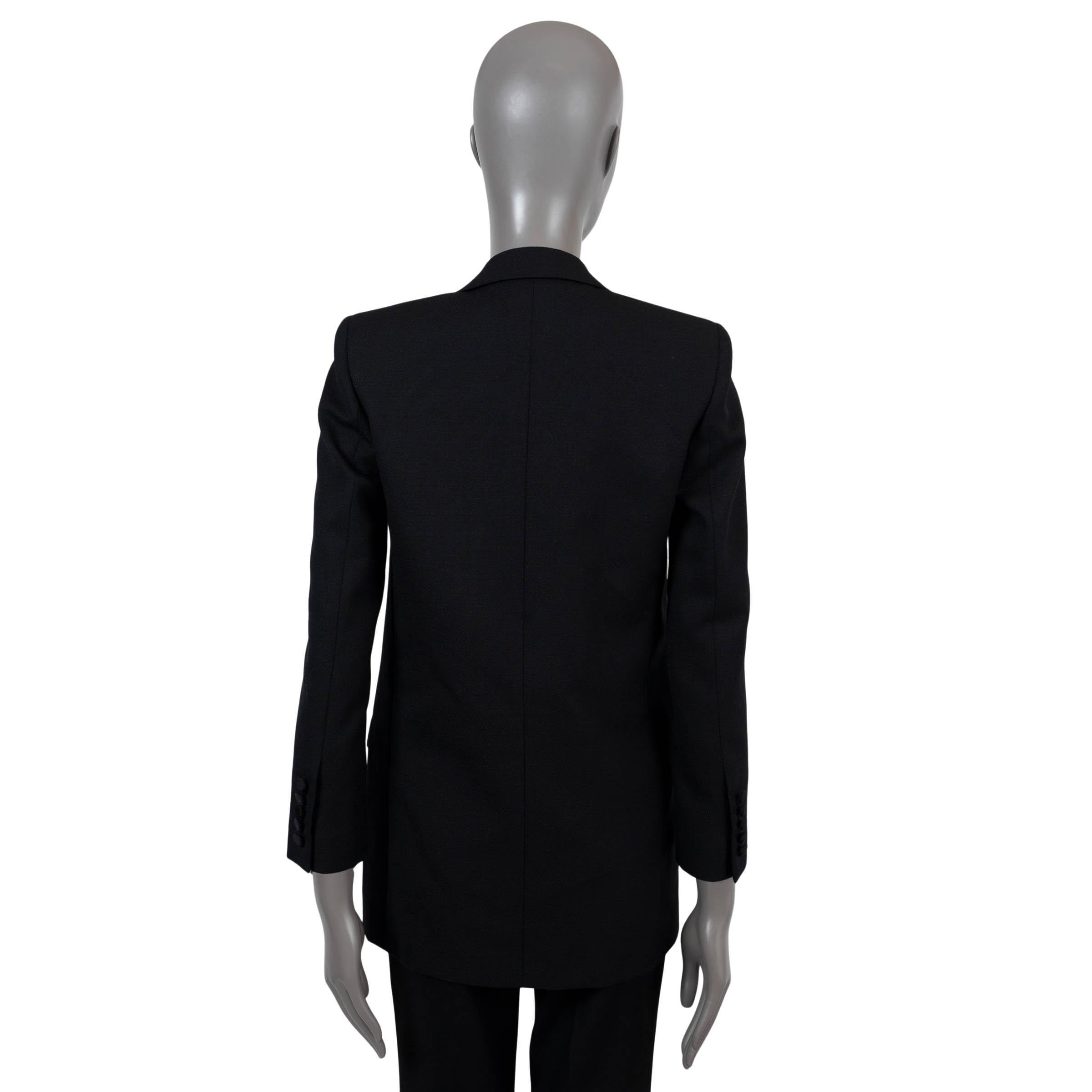 Black SAINT LAURENT black wool 2015 GROSGRAIN TRIM TUXEDO Blazer Jacket 36 XS