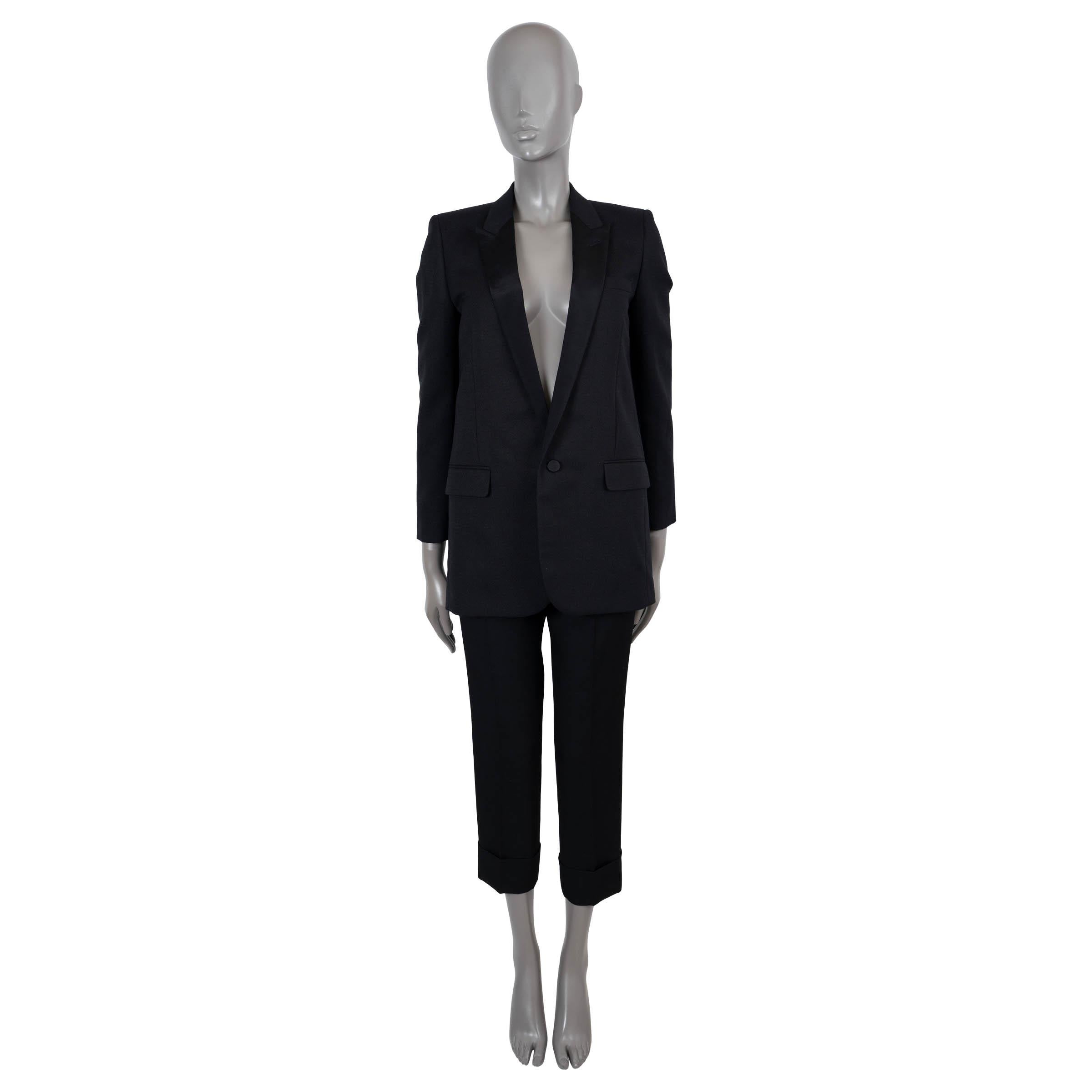 SAINT LAURENT black wool 2015 GROSGRAIN TRIM TUXEDO Blazer Jacket 36 XS In Excellent Condition In Zürich, CH