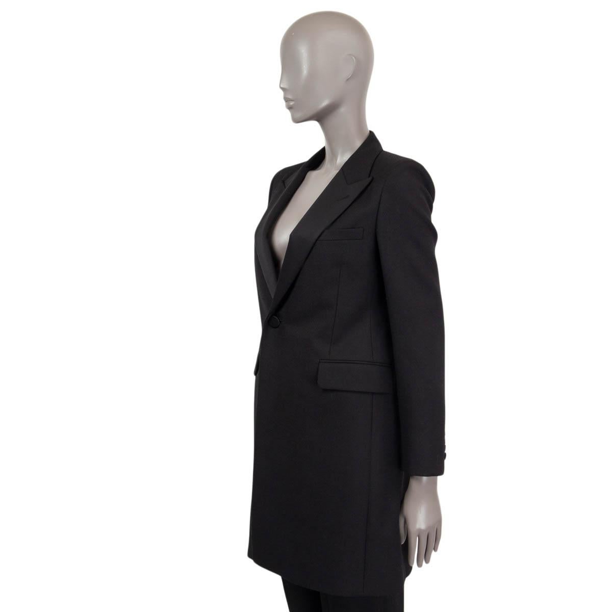 Black SAINT LAURENT black wool 2015 SINGLE BUTTON BLAZER Coat Jacket 40 M For Sale