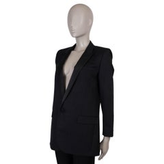 SAINT LAURENT schwarze Wolle 2016 SATIN TRIM Blazer Jacke 40 M
