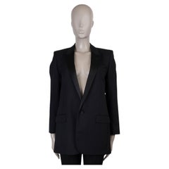 SAINT LAURENT black wool 2016 SATIN TRIM Blazer Jacket 40 M