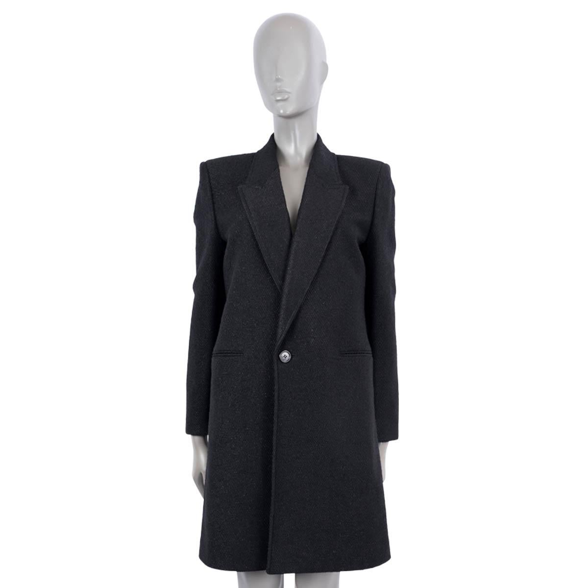 Black SAINT LAURENT black wool 2019 LUREX CLASSIC Coat Jacket 38 S For Sale