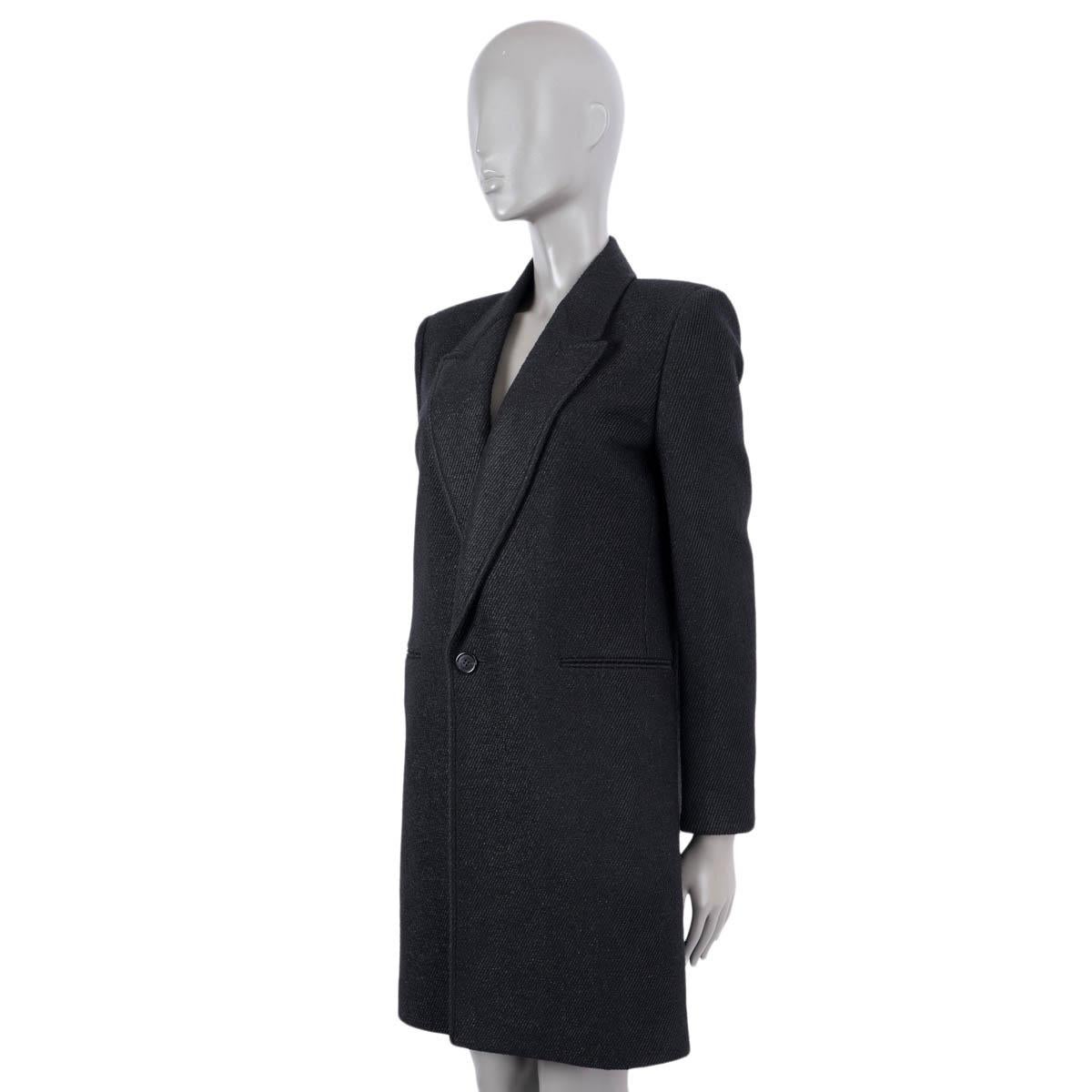 SAINT LAURENT black wool 2019 LUREX CLASSIC Coat Jacket 38 S In Excellent Condition For Sale In Zürich, CH