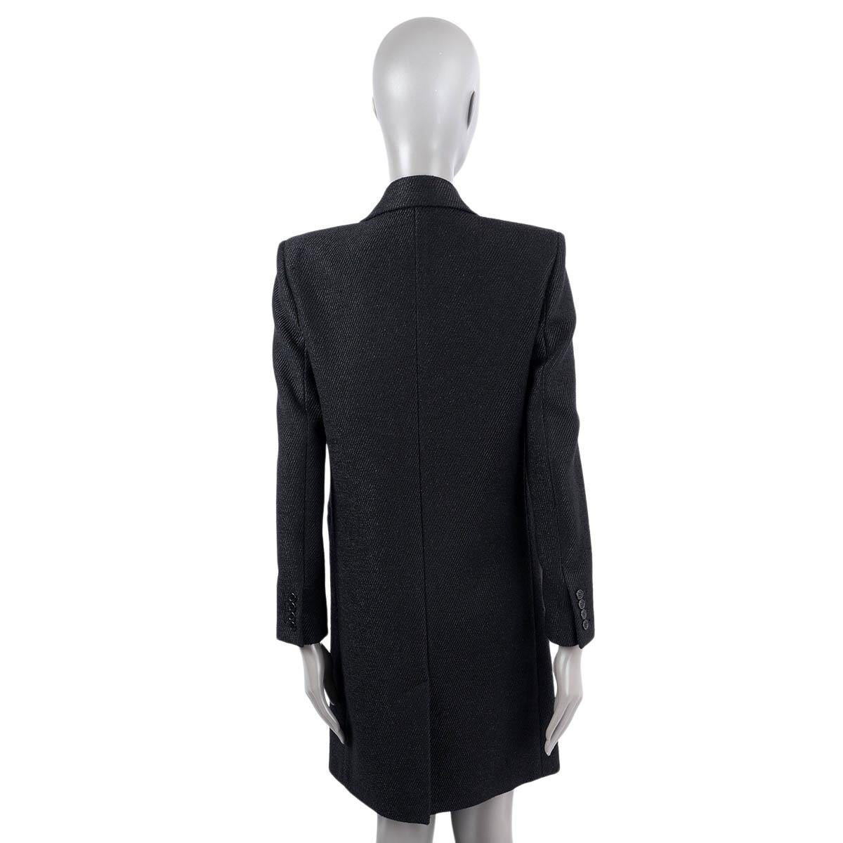 Women's SAINT LAURENT black wool 2019 LUREX CLASSIC Coat Jacket 38 S For Sale