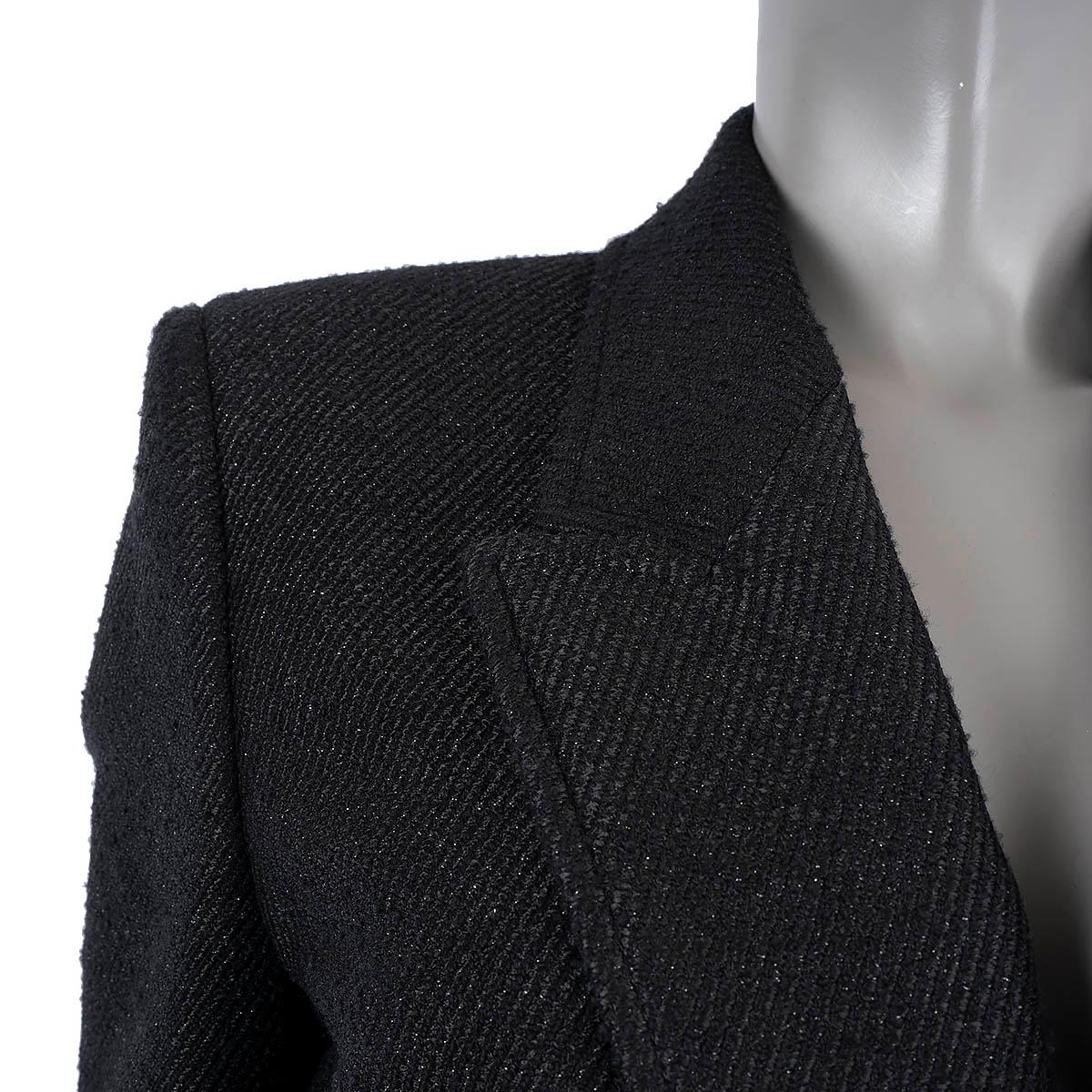 SAINT LAURENT black wool 2019 LUREX CLASSIC Coat Jacket 38 S For Sale 1