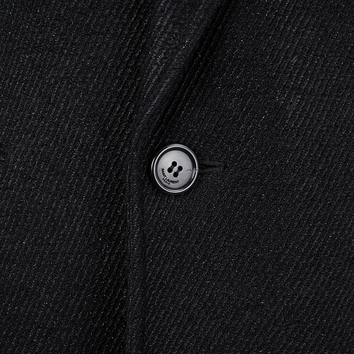SAINT LAURENT black wool 2019 LUREX CLASSIC Coat Jacket 38 S For Sale 2