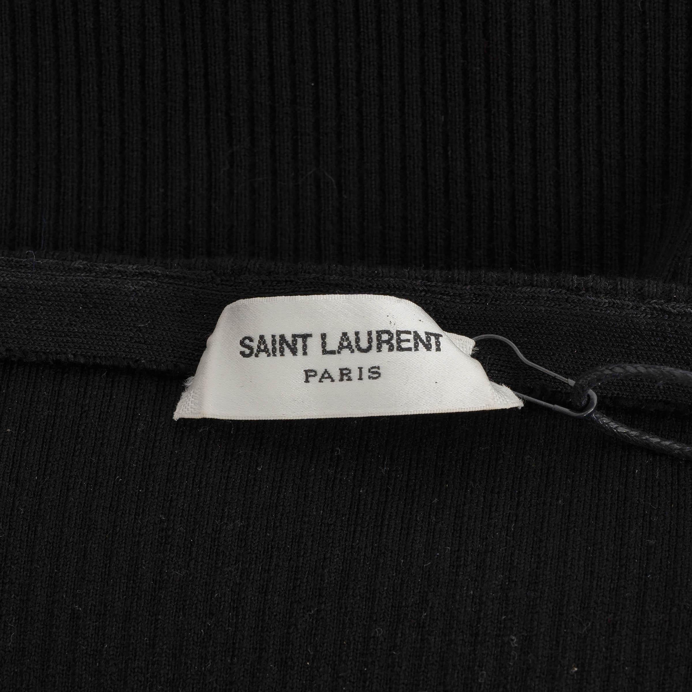 SAINT LAURENT Schwarzes Wollhemd 2020 FEATHER TRIM OFF SHOULDER Shirt L im Angebot 1