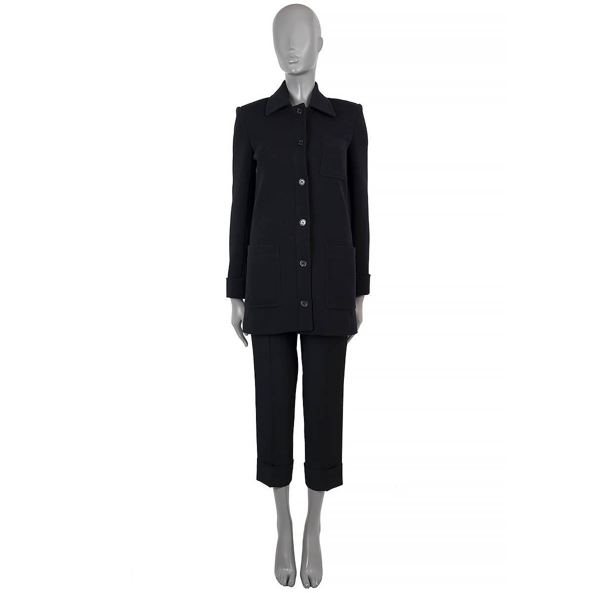 Women's SAINT LAURENT black wool 2021 JERSEY FITTED Jacket 40 M For Sale