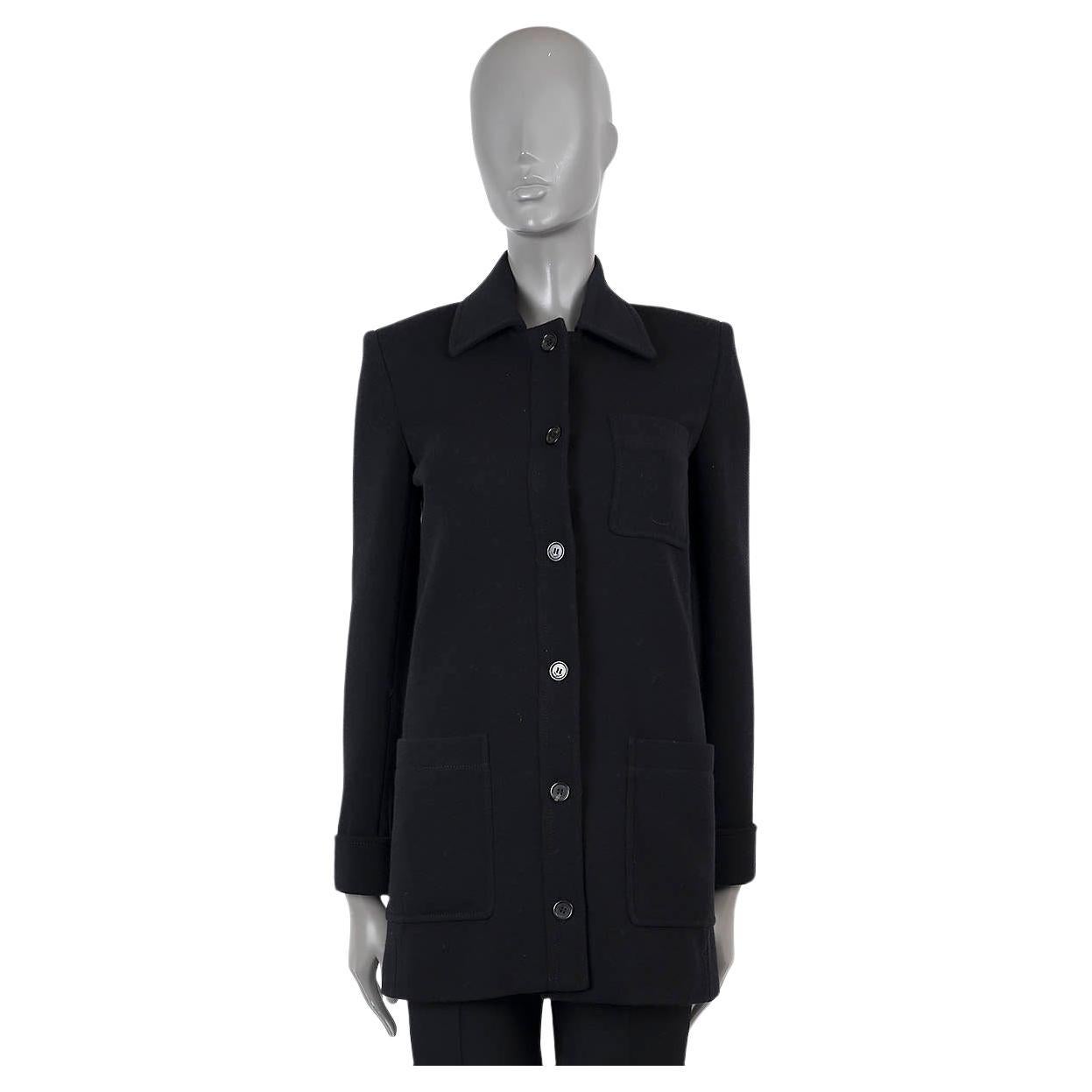 SAINT LAURENT black wool 2021 JERSEY FITTED Jacket 40 M For Sale