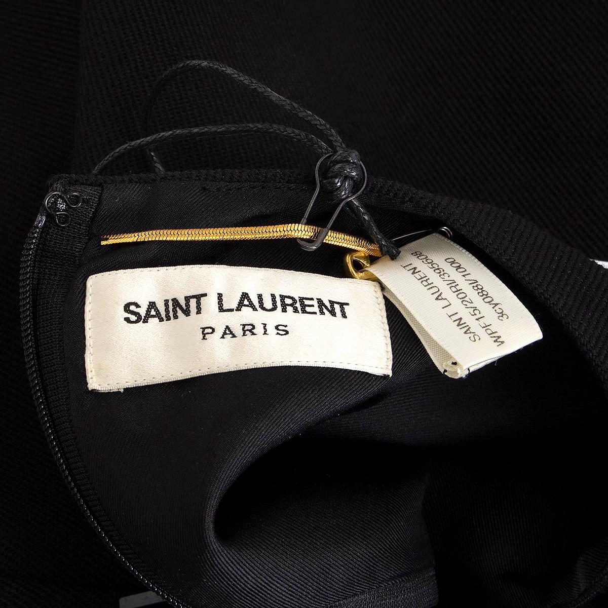 SAINT LAURENT black wool ASYMMETRIC ZIPPER CAP SLEEVE Dress XS For Sale 1