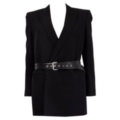 SAINT LAURENT schwarze Wolljacke mit BELTED BLAZER, 40 M