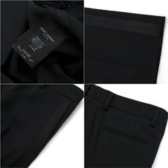 Saint Laurent Black Wool Blend Suit with Satin Side Stripes