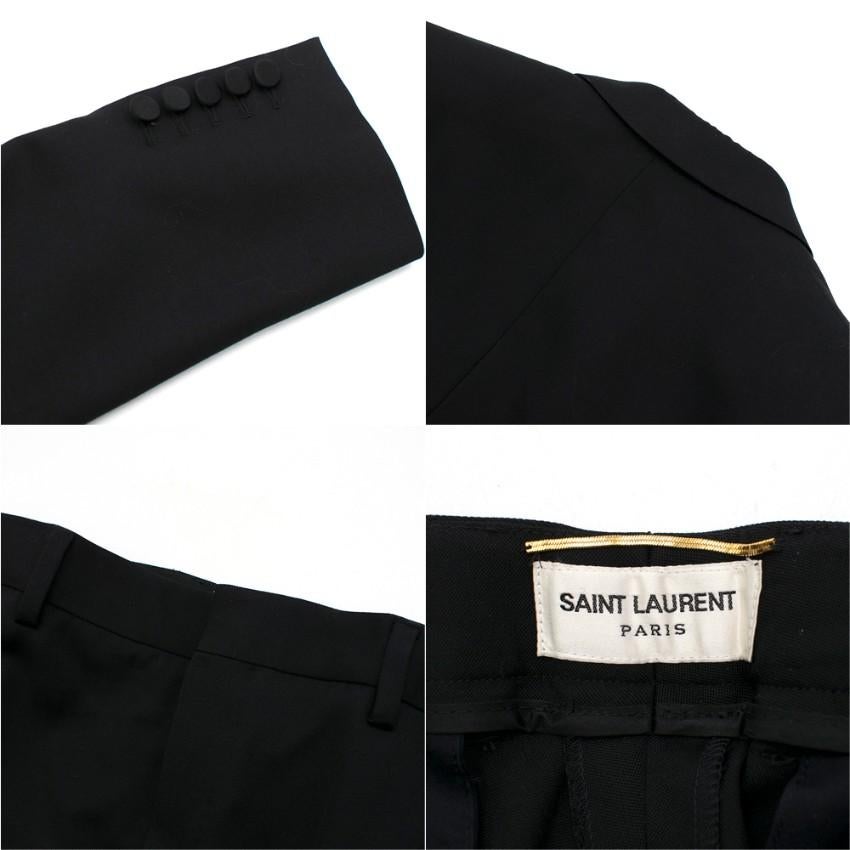 Saint Laurent Black Wool Blend Suit with Satin Side Stripes In Excellent Condition In London, GB