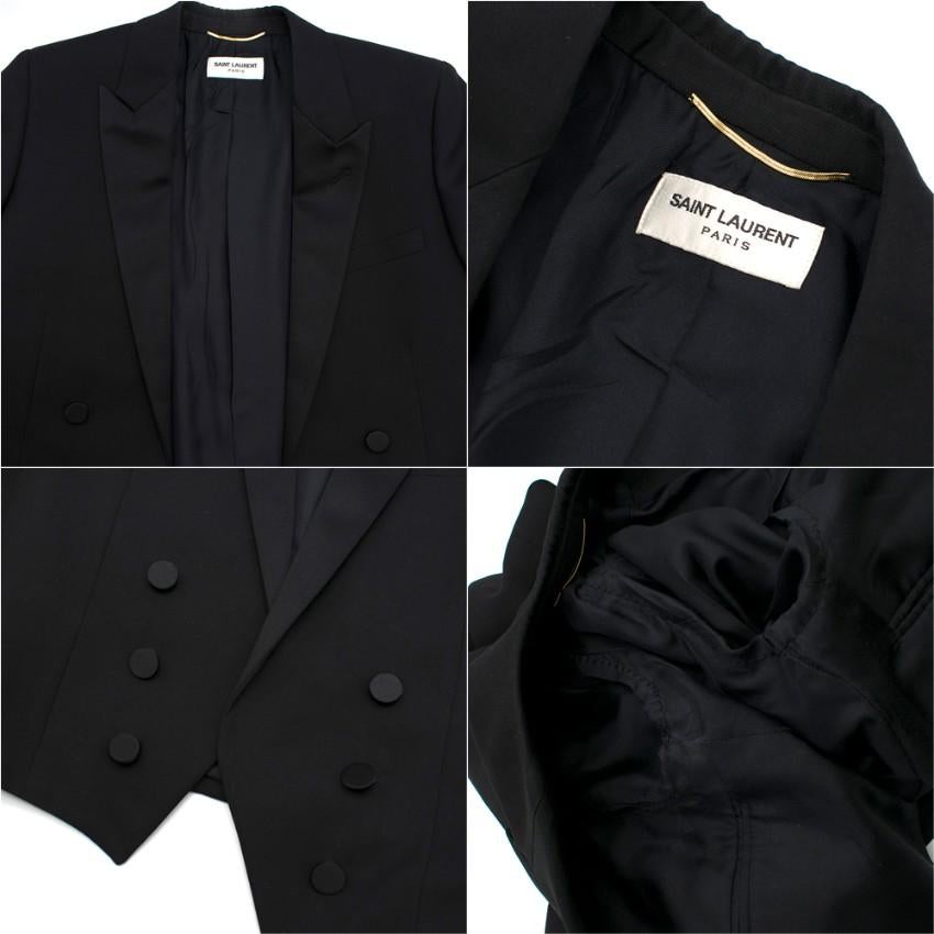 Women's Saint Laurent Black Wool Blend Suit with Satin Side Stripes