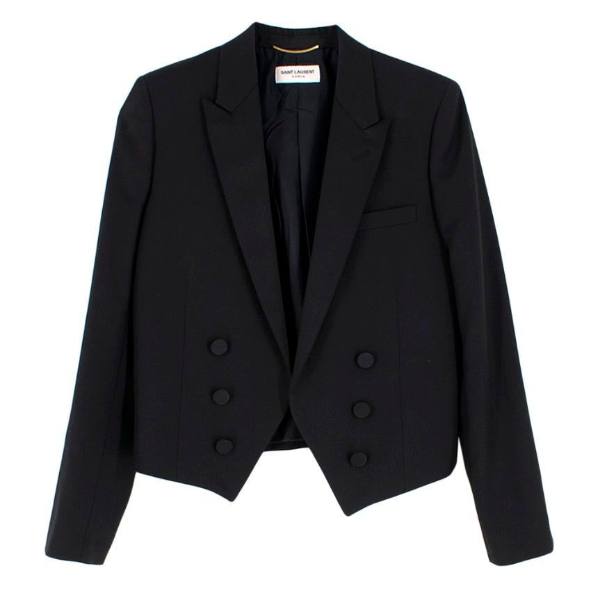 Saint Laurent Black Wool Blend Suit with Satin Side Stripes 2