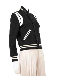 Saint Laurent Black Wool Bomber Teddy Jacket Size M