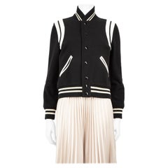 Saint Laurent Black Wool Bomber Teddy Jacket Size M