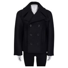 Saint Laurent Black Wool Coat Silk Lining - XL