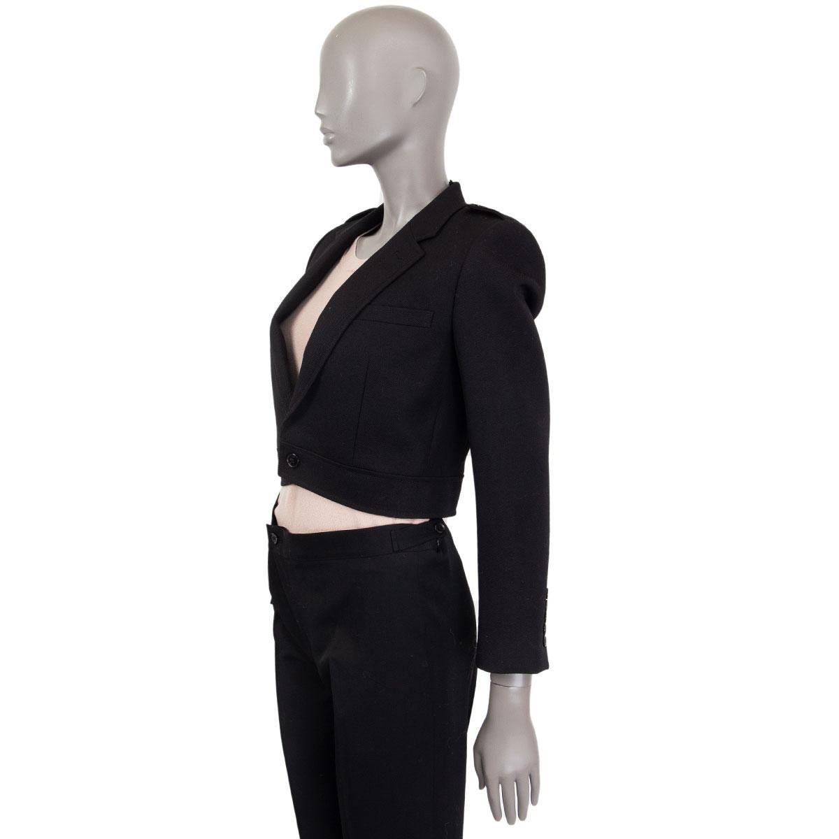 SAINT LAURENT CROPPED MILITARY-Jacke aus schwarzer Wolle 36 XS (Schwarz) im Angebot