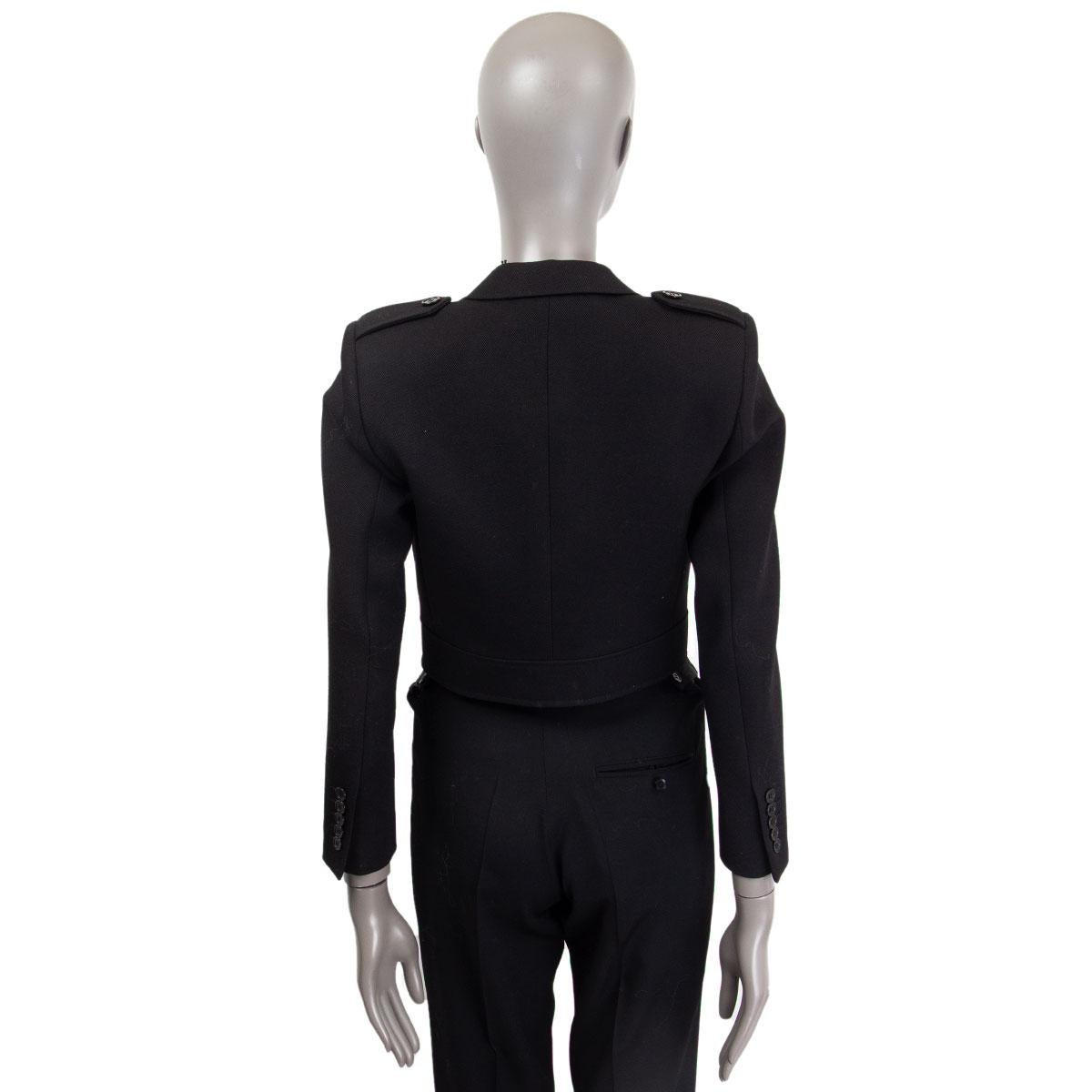 SAINT LAURENT CROPPED MILITARY-Jacke aus schwarzer Wolle 36 XS im Zustand „Hervorragend“ im Angebot in Zürich, CH