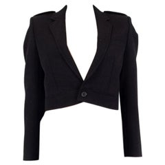 SAINT LAURENT black wool CROPPED MILITARY Jacket 36 XS