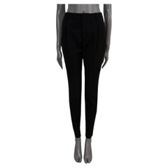 SAINT LAURENT black wool HIGH-RISE SKINNY Pants 40 M