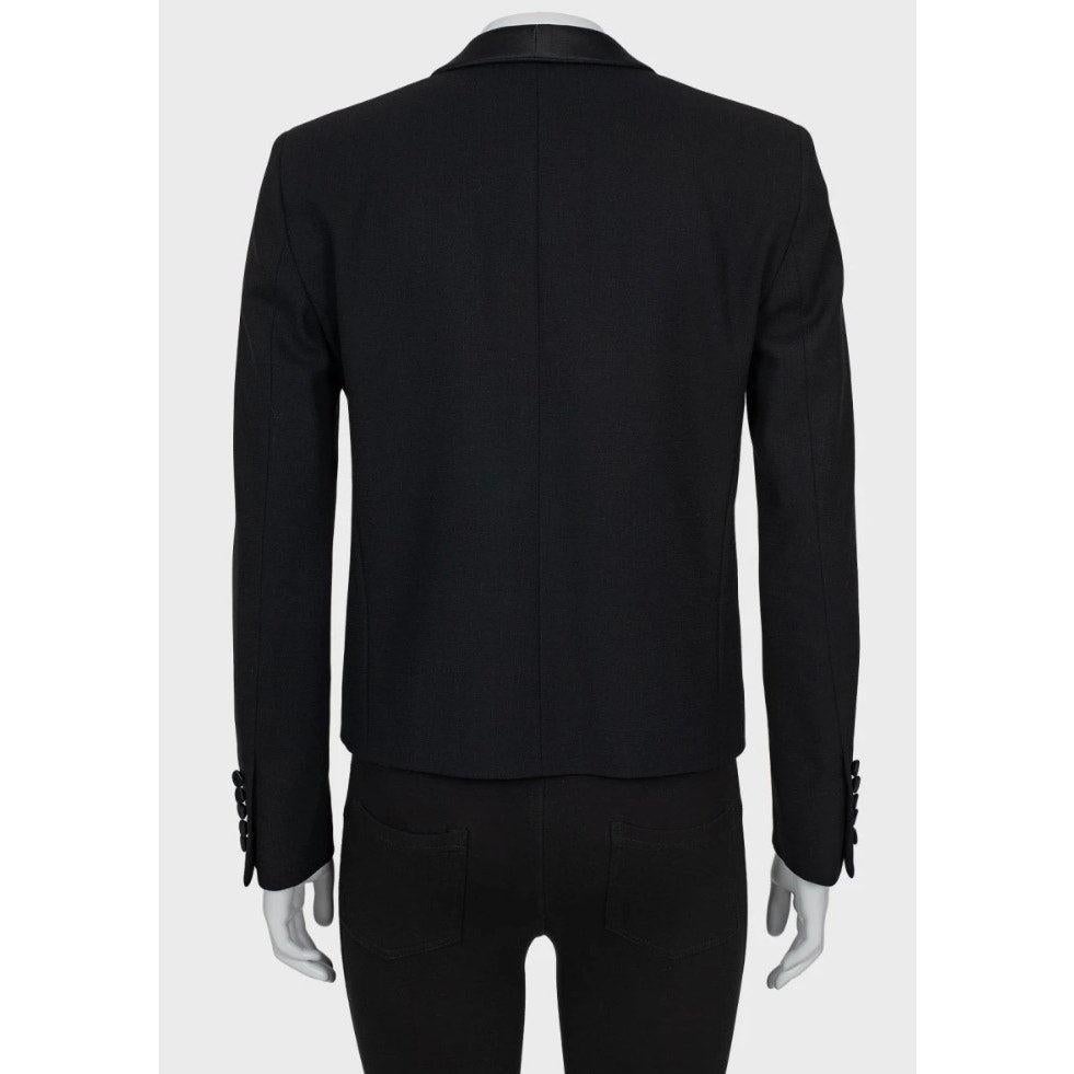 Nero Saint Laurent Black Wool Jacket with Satin Lapels Sz.40/ L in vendita