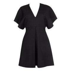 SAINT LAURENT black wool KIMONO SLEEVE BOX PLEAT MINI Dress 38