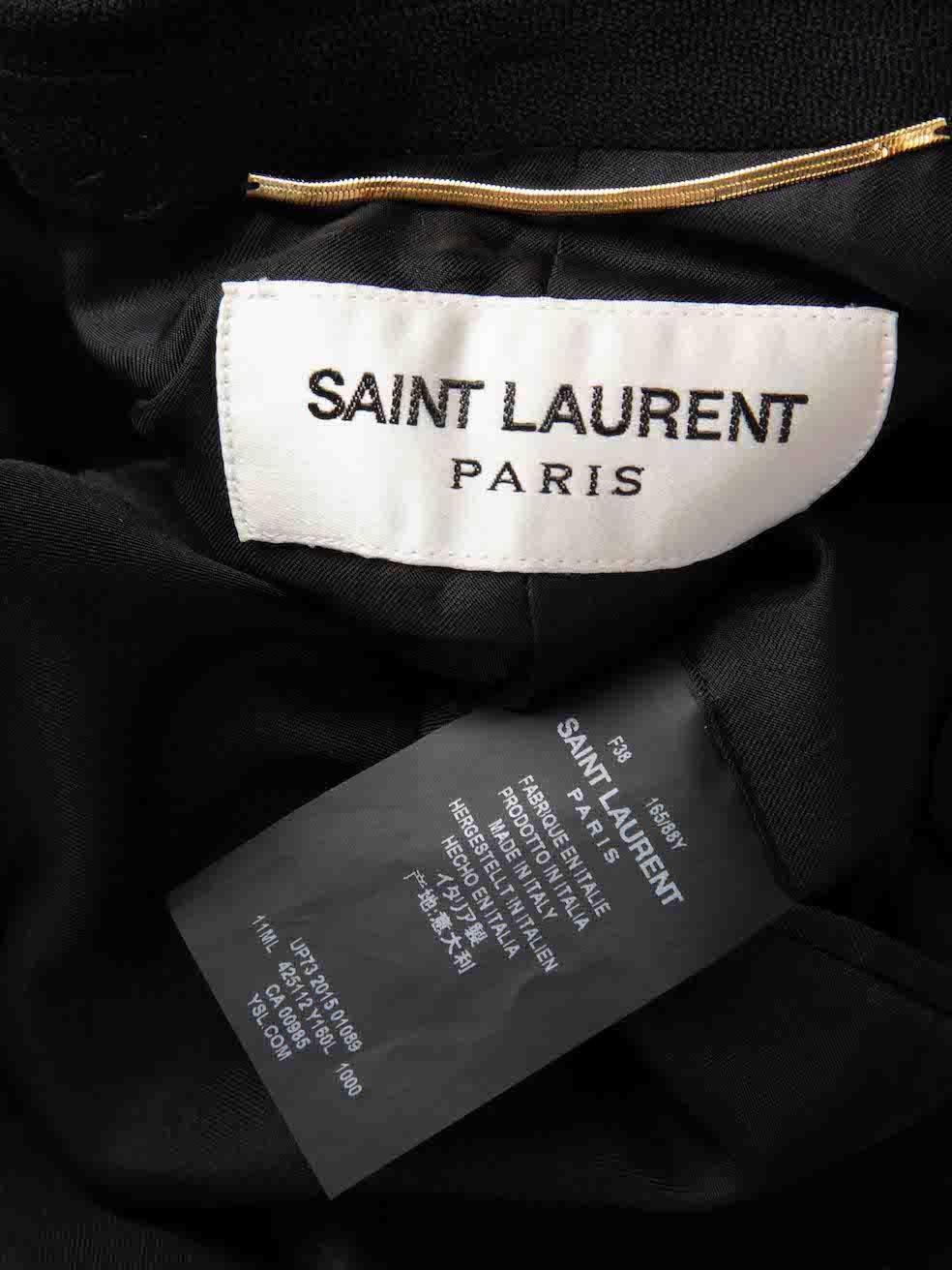 Saint Laurent Black Wool Mid-Length Blazer Coat Size M For Sale 2