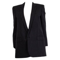 black pinstripe jacket SAINT LAURENT black wool PINSTRIPED BLAZER Jacket 40 M