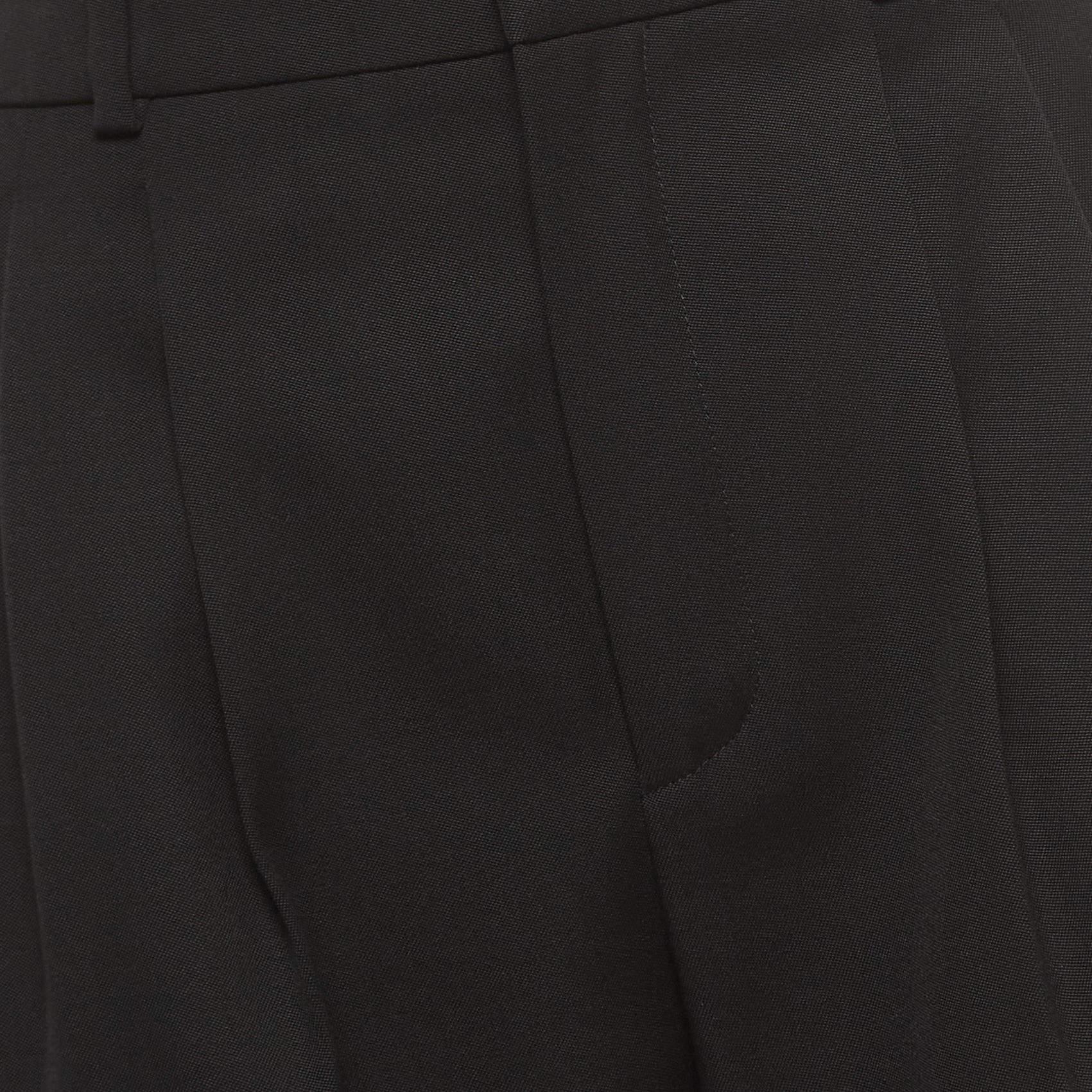 Women's Saint Laurent Black Wool Pleated Trousers S For Sale