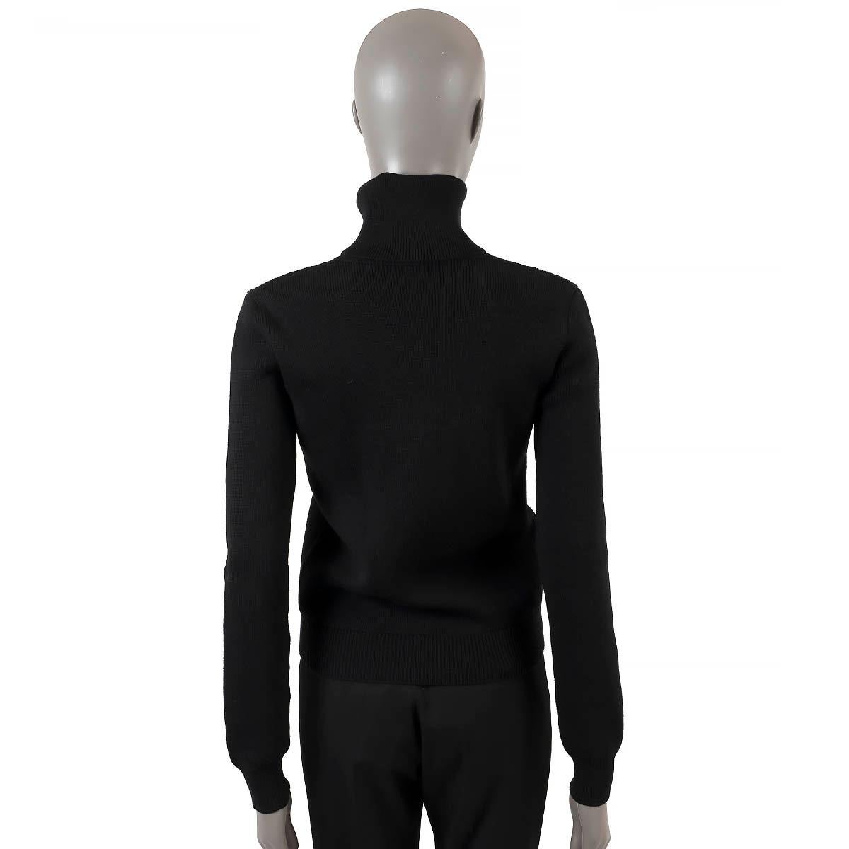 SAINT LAURENT RIB-KNIT TURTLENECK Pullover aus schwarzer Wolle M im Angebot 1