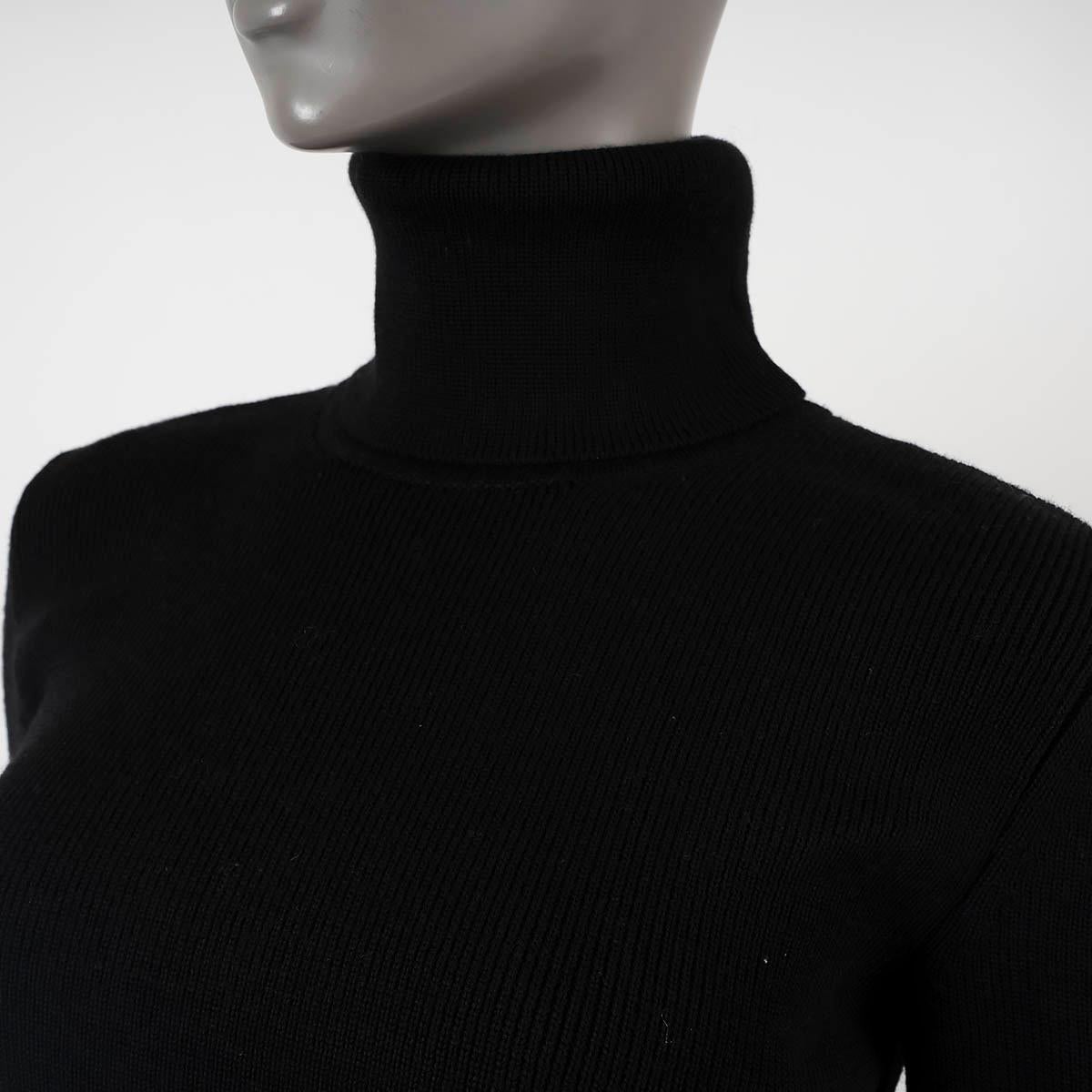 SAINT LAURENT black wool RIB-KNIT TURTLENECK Sweater M For Sale 2