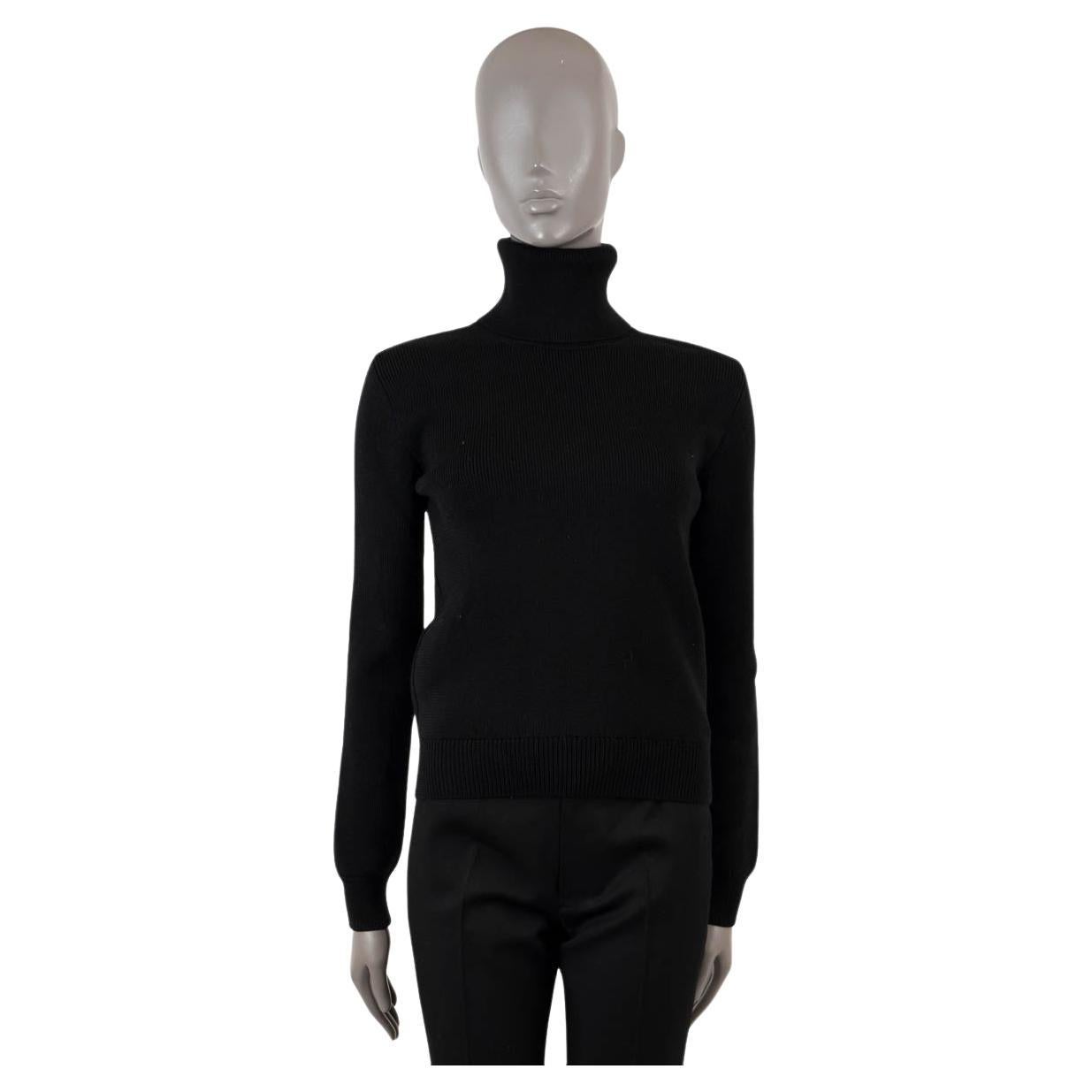 SAINT LAURENT black wool RIB-KNIT TURTLENECK Sweater M For Sale