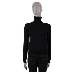 SAINT LAURENT black wool RIB-KNIT TURTLENECK Sweater M