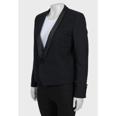 Saint Laurent Schwarz Wolle Satin Aufschläge Jacke Sz.40