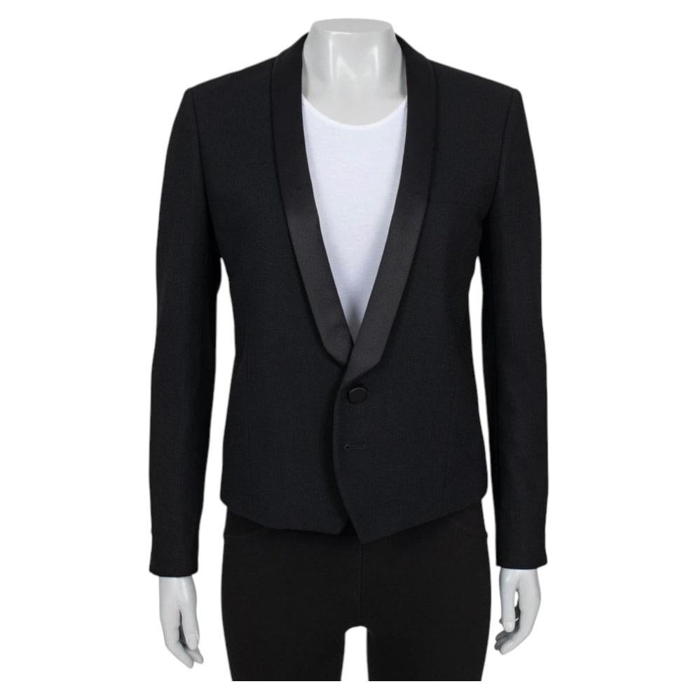 Saint Laurent Black Wool Satin Lapels Jacket Sz.40