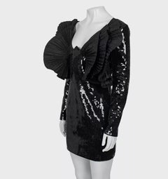 Saint Laurent Black Wool Sequin Dress - Size FR36 (S)