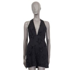 SAINT LAURENT black wool SEQUIN EMBROIDERED STAR MINI Dress 38 S