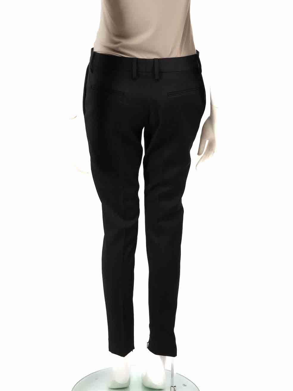 Saint Laurent Black Wool Side Tape Slim Leg Trousers Size S In Excellent Condition For Sale In London, GB