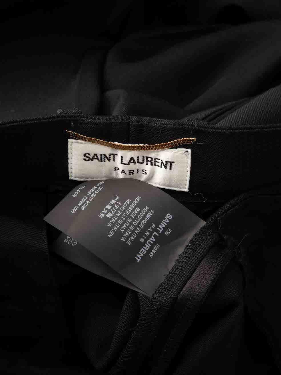 Women's Saint Laurent Black Wool Side Tape Slim Leg Trousers Size S For Sale