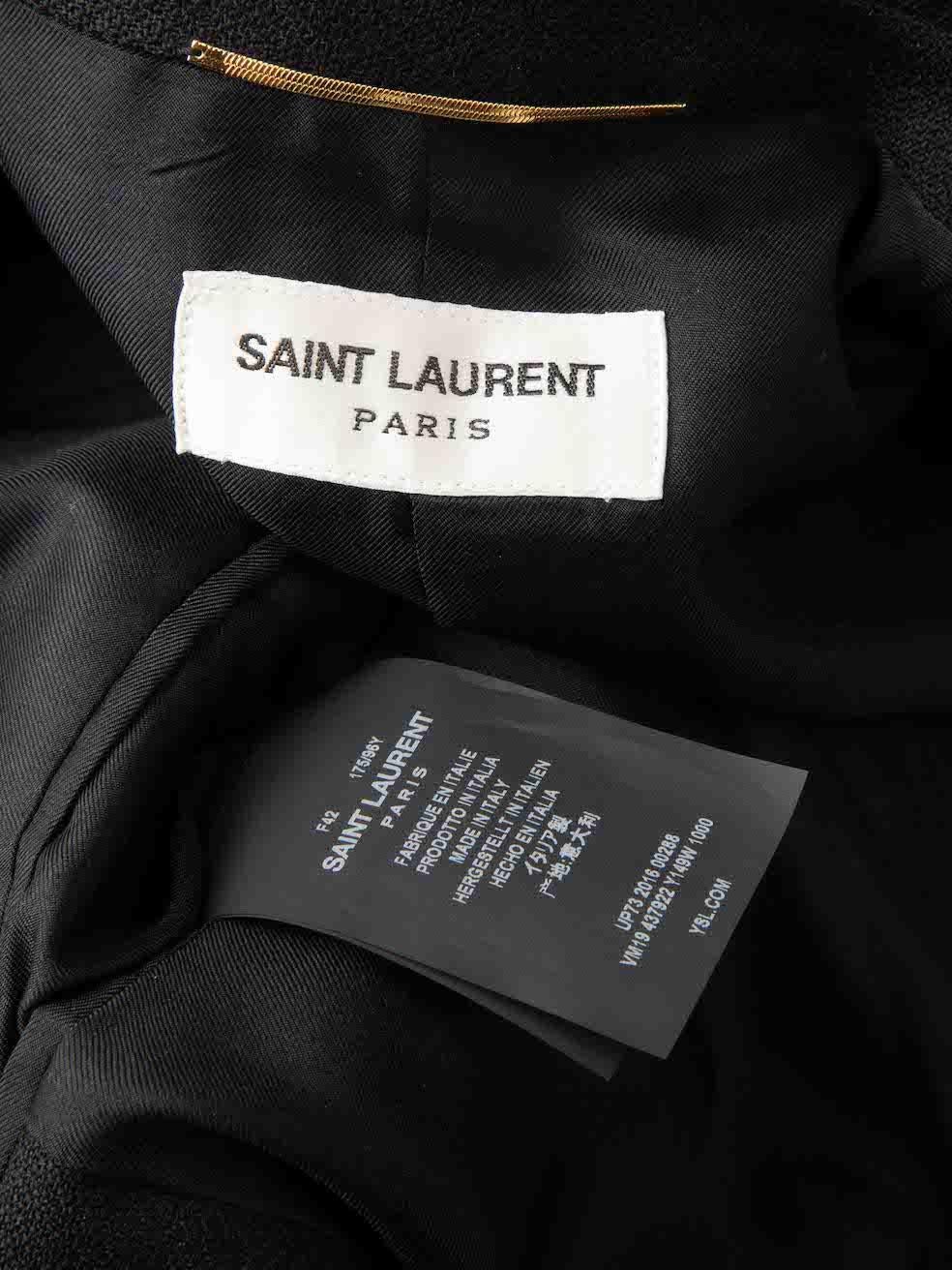 Women's Saint Laurent Black Wool Single Breast Blazer Size XL For Sale