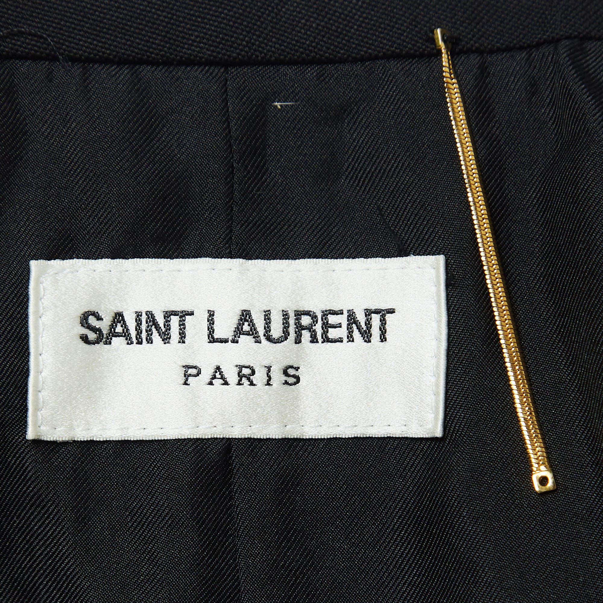 Saint Laurent Black Wool Single Breasted Blazer S For Sale 2