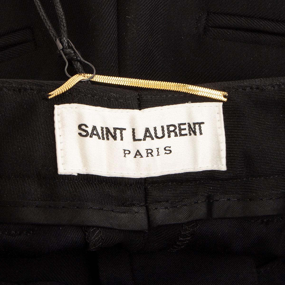 Black SAINT LAURENT black wool TAPERED SLIM CLASSIC Pants XXS For Sale