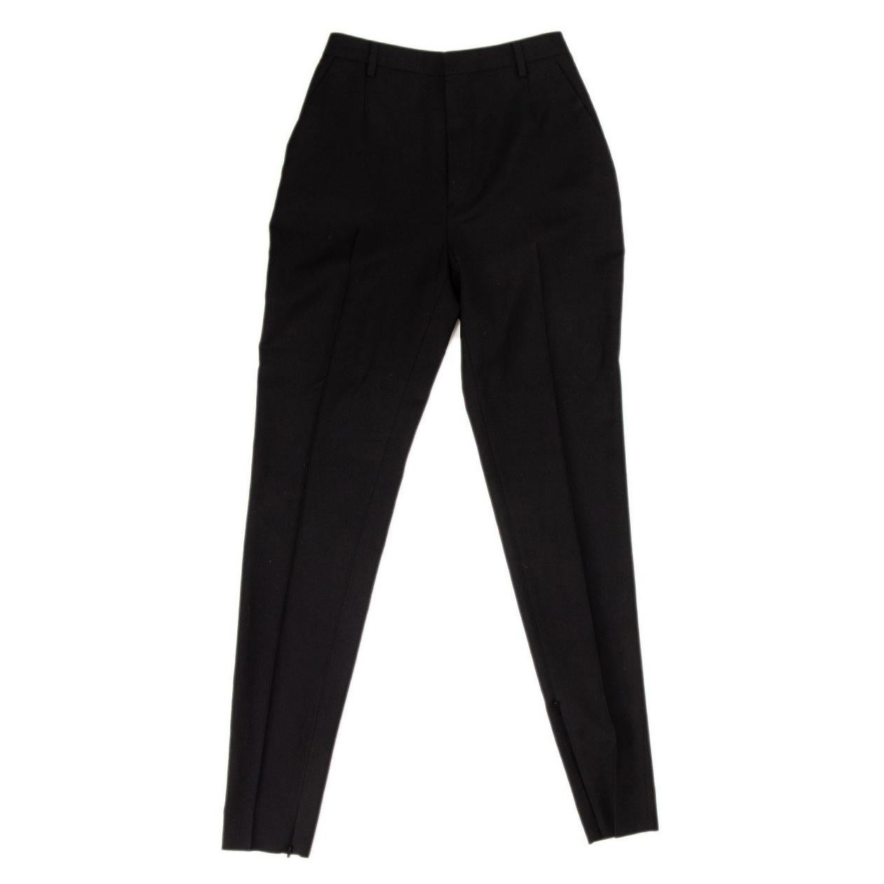 SAINT LAURENT black wool TAPERED SLIM CLASSIC Pants XXS For Sale