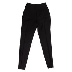 SAINT LAURENT black wool TAPERED SLIM CLASSIC Pants XXS