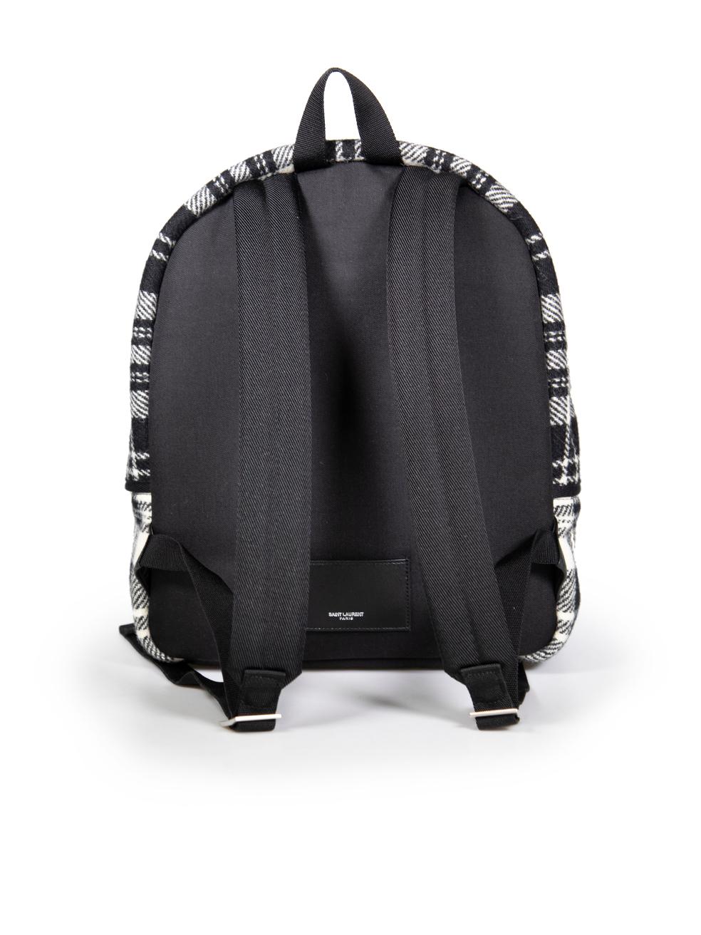 Saint Laurent Black Wool Tartan Pattern City Backpack In New Condition For Sale In London, GB