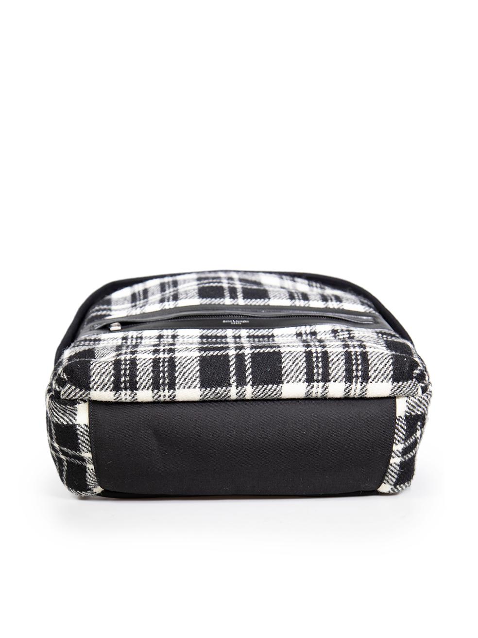 Women's Saint Laurent Black Wool Tartan Pattern City Backpack For Sale